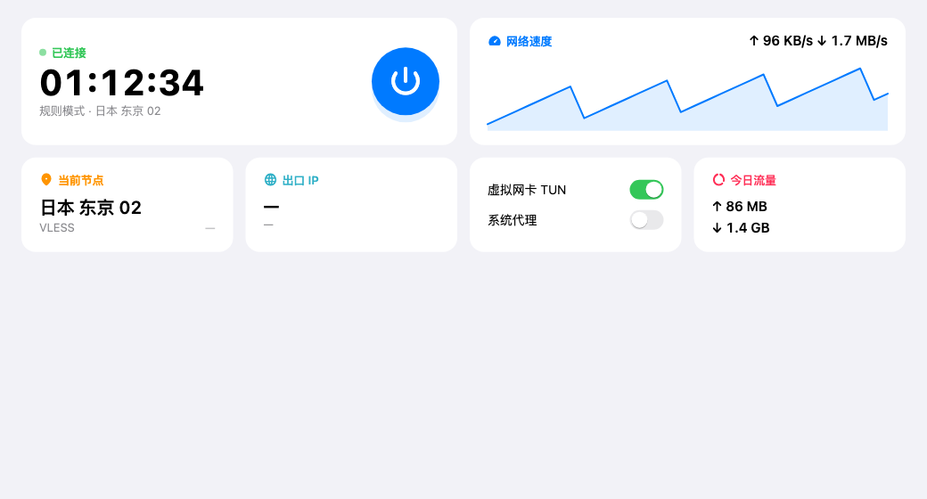 Avalon V2 desktop interface preview with connection status and traffic controls